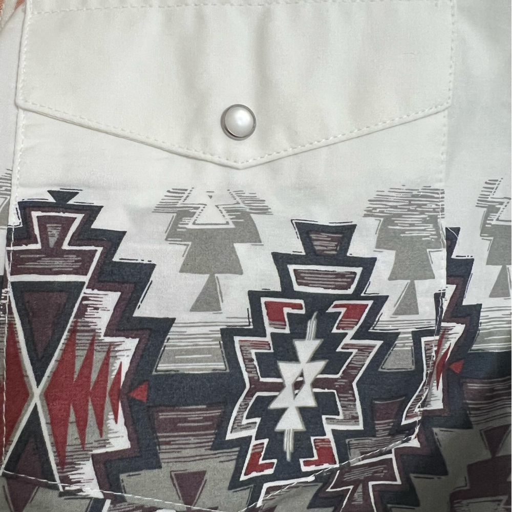 Checotah White Aztec Printed Snap Down Long Sleeve Shirt XXL Wrangler - Picture 6 of 10
